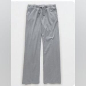 American Eagle Outfitters Heather Gray Drawstring Pants Wide Leg Elegant